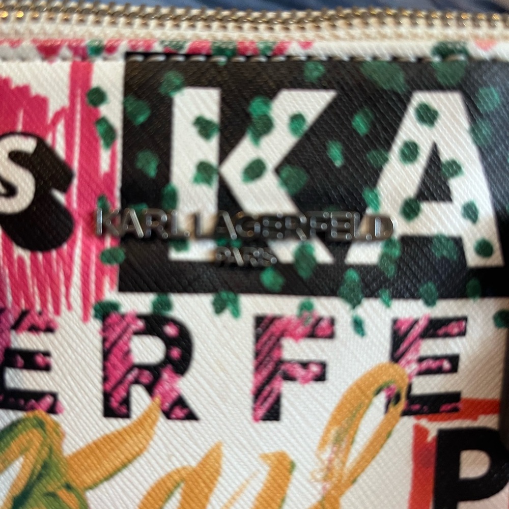 Karl Lagerfeld Multicolor Logo Tote with White Trim - Picture 2 of 7